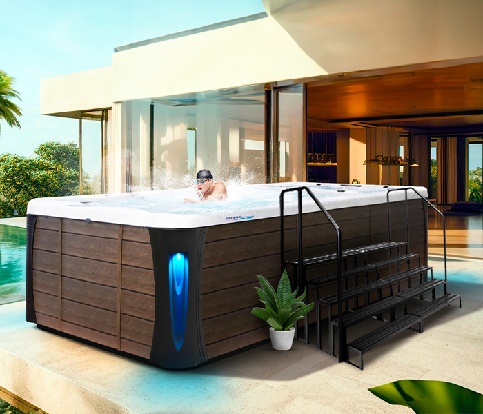 Calspas hot tub being used in a family setting - Albany